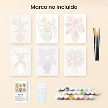 Cargar imagen en el visor de la galería, Mini Pintar por números 15x20cm (6 piezas) - Jarrones Florales