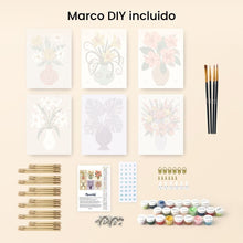 Cargar imagen en el visor de la galería, Mini Pintar por números 15x20cm (6 piezas) - Jarrones Florales
