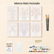 Cargar imagen en el visor de la galería, Mini Pintar por números 15x20cm (6 piezas) - Jarrones Florales