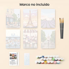 Cargar imagen en el visor de la galería, Mini Pintar por números 15x20cm (6 piezas) - Francia Romántica