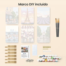 Cargar imagen en el visor de la galería, Mini Pintar por números 15x20cm (6 piezas) - Francia Romántica