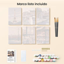 Cargar imagen en el visor de la galería, Mini Pintar por números 15x20cm (6 piezas) - Encanto de París