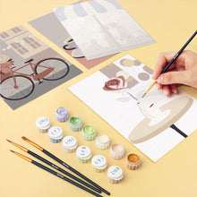 Cargar imagen en el visor de la galería, Mini Pintar por números 15x20cm (6 piezas) - Romance en el Café