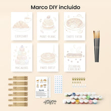 Cargar imagen en el visor de la galería, Mini Pintar por números 15x20cm (6 piezas) - Pasteles Franceses