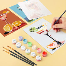 Cargar imagen en el visor de la galería, Mini Pintar por números 15x20cm (6 piezas) - Cócteles Vibrantes