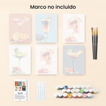 Cargar imagen en el visor de la galería, Mini Pintar por números 15x20cm (6 piezas) - Cócteles Vibrantes