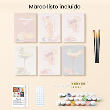 Cargar imagen en el visor de la galería, Mini Pintar por números 15x20cm (6 piezas) - Cócteles Vibrantes