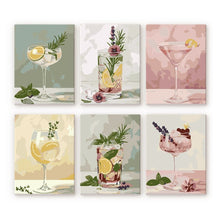 Cargar imagen en el visor de la galería, Mini Pintar por números 15x20cm (6 piezas) - Bebidas Botánicas Figured'Art