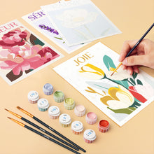 Cargar imagen en el visor de la galería, Mini Pintar por números 15x20cm (6 piezas) - Flores de Alegría