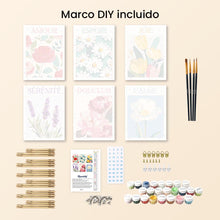 Cargar imagen en el visor de la galería, Mini Pintar por números 15x20cm (6 piezas) - Flores de Alegría