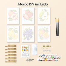 Cargar imagen en el visor de la galería, Mini Pintar por números 15x20cm (6 piezas) - Frutas del Jardín