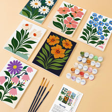 Cargar imagen en el visor de la galería, Mini Pintar por números 15x20cm (6 piezas) - Flores Gráficas