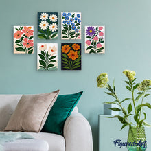 Cargar imagen en el visor de la galería, Mini Pintar por números 15x20cm (6 piezas) - Flores Gráficas