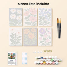 Cargar imagen en el visor de la galería, Mini Pintar por números 15x20cm (6 piezas) - Flores Gráficas
