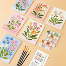 Cargar imagen en el visor de la galería, Mini Pintar por números 15x20cm (6 piezas) - Flores Pastel