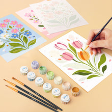 Cargar imagen en el visor de la galería, Mini Pintar por números 15x20cm (6 piezas) - Flores Pastel