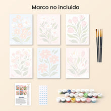 Cargar imagen en el visor de la galería, Mini Pintar por números 15x20cm (6 piezas) - Flores Campestres