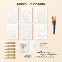 Cargar imagen en el visor de la galería, Mini Pintar por números 15x20cm (6 piezas) - Flores Campestres