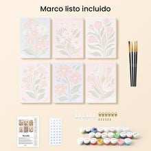 Cargar imagen en el visor de la galería, Mini Pintar por números 15x20cm (6 piezas) - Flores Campestres