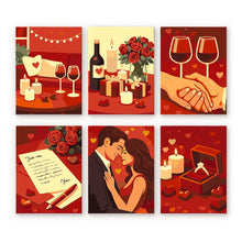 Cargar imagen en el visor de la galería, Mini Pintar por números 15x20cm (6 piezas) - Romance y Amor Figured'Art