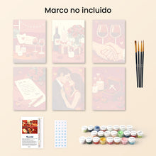 Cargar imagen en el visor de la galería, Mini Pintar por números 15x20cm (6 piezas) - Romance y Amor