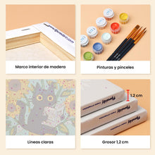 Cargar imagen en el visor de la galería, Mini Pintar por números 15x20cm (6 piezas) - Gato Estilo Van Gogh