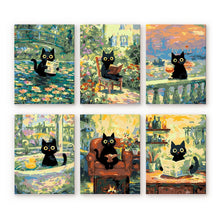 Cargar imagen en el visor de la galería, Mini Pintar por números 15x20cm (6 piezas) - Gato Estilo Claude Monet Figured'Art