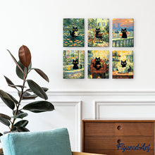 Cargar imagen en el visor de la galería, Mini Pintar por números 15x20cm (6 piezas) - Gato Estilo Claude Monet