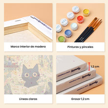 Cargar imagen en el visor de la galería, Mini Pintar por números 15x20cm (6 piezas) - Gato Estilo Claude Monet