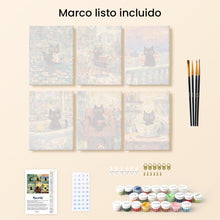 Cargar imagen en el visor de la galería, Mini Pintar por números 15x20cm (6 piezas) - Gato Estilo Claude Monet