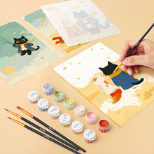 Cargar imagen en el visor de la galería, Mini Pintar por números 15x20cm (6 piezas) - El Gatito