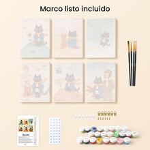 Cargar imagen en el visor de la galería, Mini Pintar por números 15x20cm (6 piezas) - El Gatito