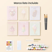 Cargar imagen en el visor de la galería, Mini Pintar por números 15x20cm (6 piezas) - Helados Retro
