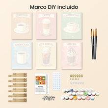 Cargar imagen en el visor de la galería, Mini Pintar por números 15x20cm (6 piezas) - Café Clásico