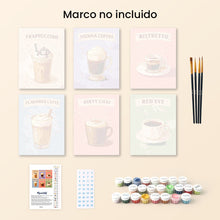 Cargar imagen en el visor de la galería, Mini Pintar por números 15x20cm (6 piezas) - Cafés del Mundo
