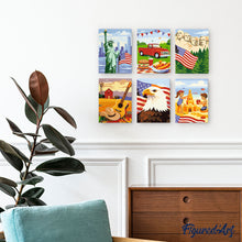 Cargar imagen en el visor de la galería, Mini Pintar por números 15x20cm (6 piezas) - Hola USA