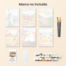 Cargar imagen en el visor de la galería, Mini Pintar por números 15x20cm (6 piezas) - Hola USA