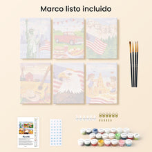 Cargar imagen en el visor de la galería, Mini Pintar por números 15x20cm (6 piezas) - Hola USA