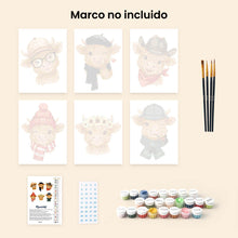 Cargar imagen en el visor de la galería, Mini Pintar por números 15x20cm (6 piezas) - Campesinos Encantadores