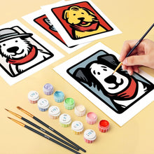 Cargar imagen en el visor de la galería, Mini Pintar por números 15x20cm (6 piezas) - Amigos con Bandana 1
