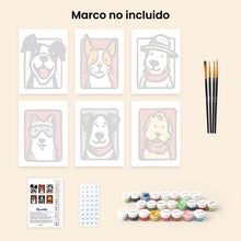 Cargar imagen en el visor de la galería, Mini Pintar por números 15x20cm (6 piezas) - Amigos con Bandana 1