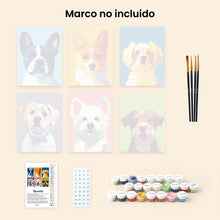 Cargar imagen en el visor de la galería, Mini Pintar por números 15x20cm (6 piezas) - Retratos Modernos de Perros 1