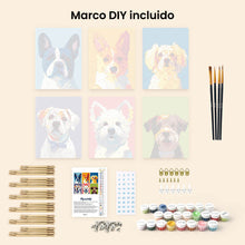 Cargar imagen en el visor de la galería, Mini Pintar por números 15x20cm (6 piezas) - Retratos Modernos de Perros 1