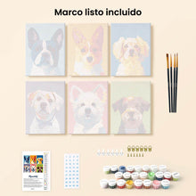 Cargar imagen en el visor de la galería, Mini Pintar por números 15x20cm (6 piezas) - Retratos Modernos de Perros 1