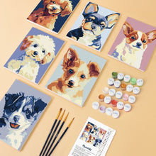 Cargar imagen en el visor de la galería, Mini Pintar por números 15x20cm (6 piezas) - Retratos Modernos de Perros 2