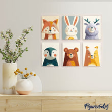 Cargar imagen en el visor de la galería, Mini Pintar por números 15x20cm (6 piezas) - Retratos del Bosque 1
