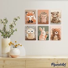 Cargar imagen en el visor de la galería, Mini Pintar por números 15x20cm (6 piezas) - Retratos del Bosque 2