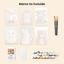 Cargar imagen en el visor de la galería, Mini Pintar por números 15x20cm (6 piezas) - Retratos del Bosque 2