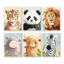 Cargar imagen en el visor de la galería, Mini Pintar por números 15x20cm (6 piezas) - Retratos de Fauna Salvaje 1 Figured'Art