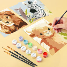 Cargar imagen en el visor de la galería, Mini Pintar por números 15x20cm (6 piezas) - Retratos de Fauna Salvaje 1